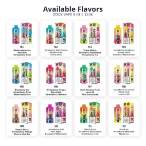 zooy 6 in 1 120k flavor list