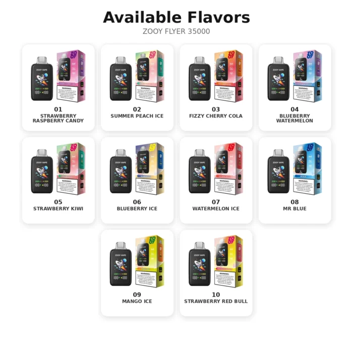 zooy flyer 35000 flavor list