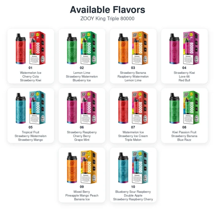 zooy king triple 80000 flavor list