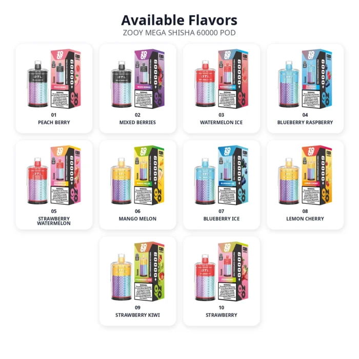 zooy mega shisha 60000 pod flavor list