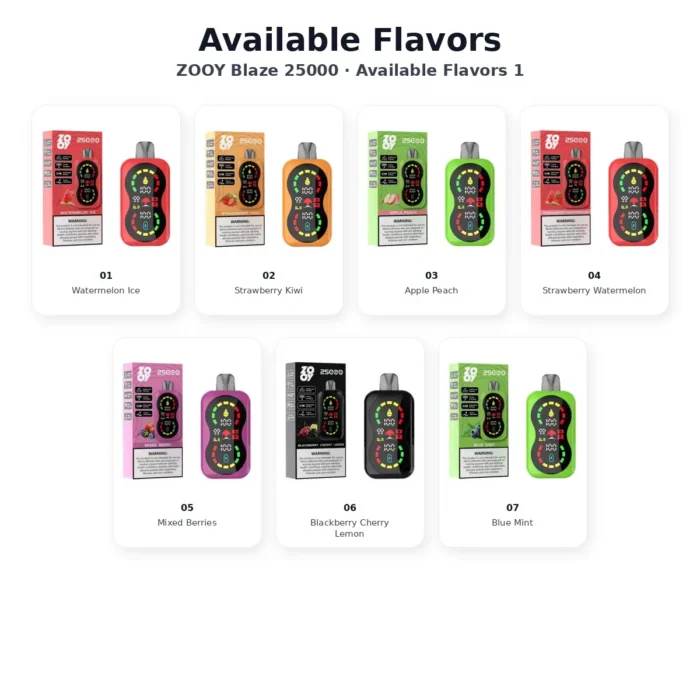 zooy blaze 25000 flavor list1