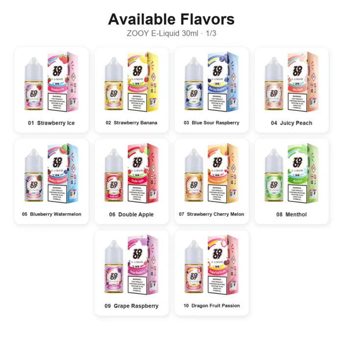zooy e liquid 30ml flavor list1