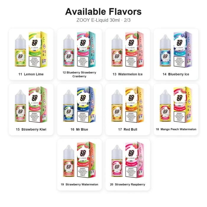 zooy e liquid 30ml flavor list2