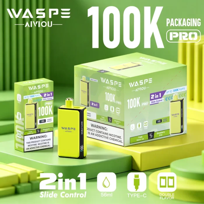 WASPE Double Flavor 100K Pro 2 IN 1 packaging display
